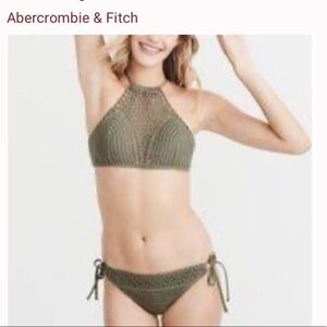 Olive green crochet halter bikini